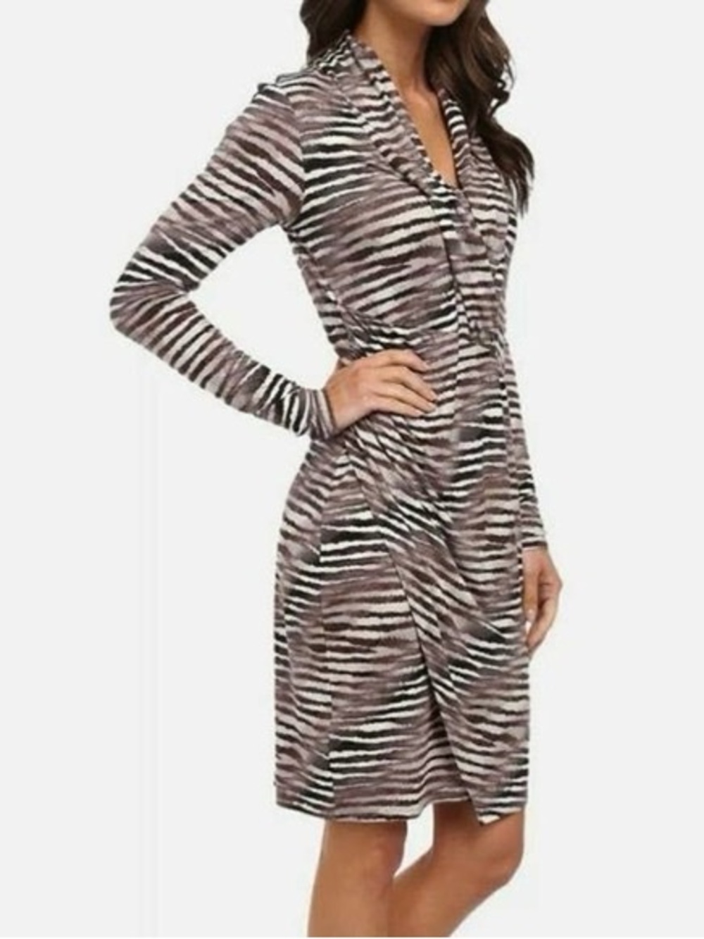 Tommy Bahama Tiger Tide Animal Print Mobwife Stretch Faux Wrap Dress NWT XL